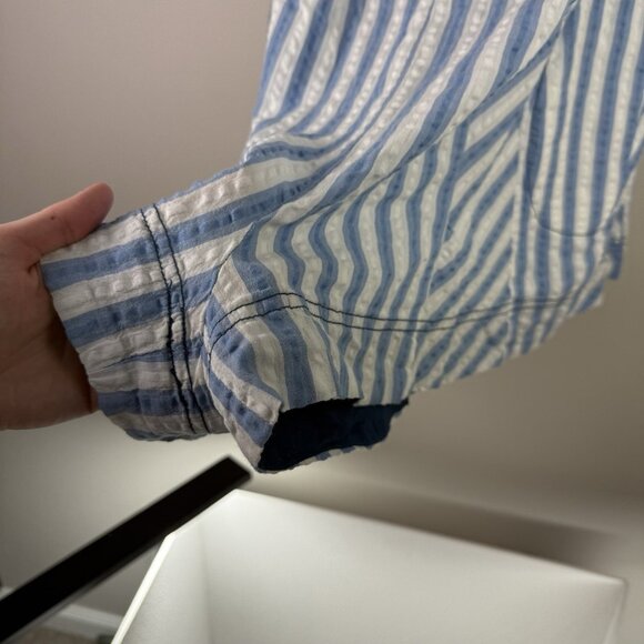 Free People Bop Around Stripe Romper XS Blue White Cotton V-Neck Boho Playsuit - Picture 9 of 11